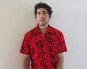 Vintage Tiki Party Shirt 50s/60s map of Hawaii/ all cotton vtg large