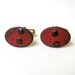 Vintage retro 1960s modernist red enamel art cufflinks