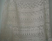 Crochet lace natural white linen eco girls summer beach skirt