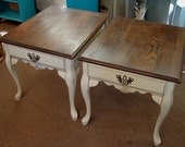 Vintage Reclaimed White Painted Accent Table Tables Nightstand Nightstands w Wood Top (MLD) Call for SHIP QUOTE.