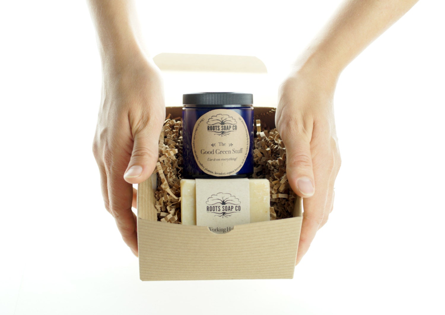 Working Hands Gift Set / Exfoliating Soap and Hand Therapy / Gardeners gift