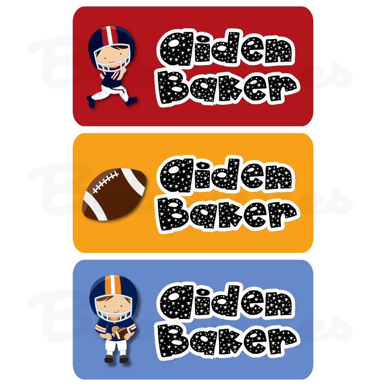 90 Personalized Laundry Safe, Peel and Stick CLOTHING Tag Labels - Football Allstars - Perfect for School, Daycare and Summer Camps