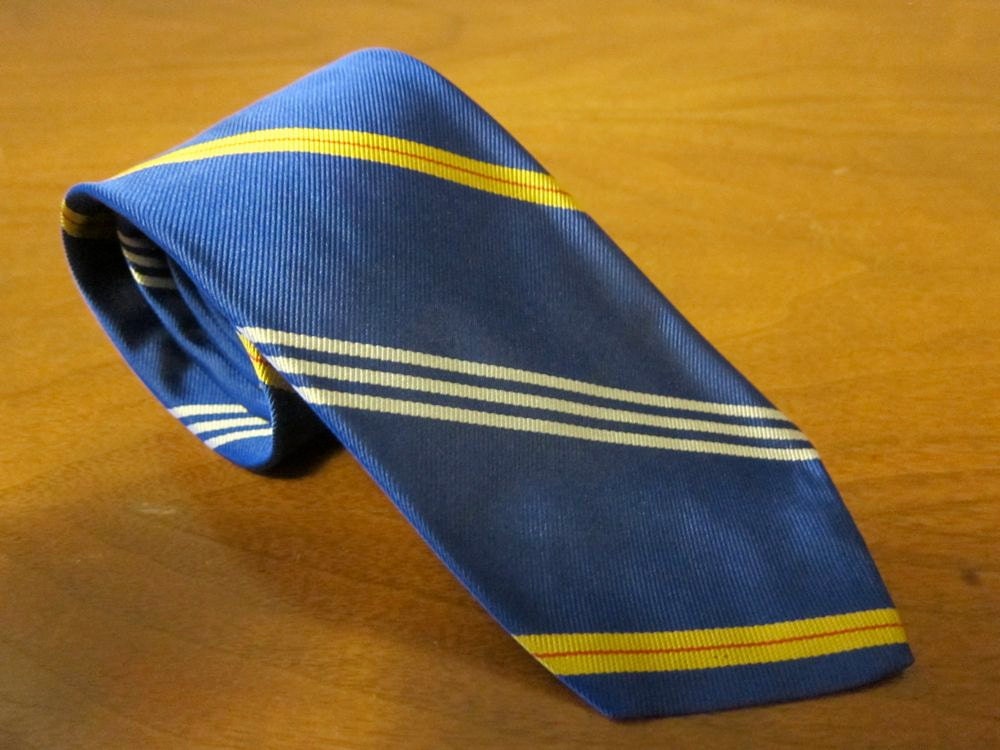 Brooks Brothers Bright Blue Repp Silk Regimental Stripe Tie