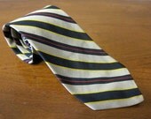 Vintage Brooks Brothers Navy Silver Yellow Repp Stripe Tie