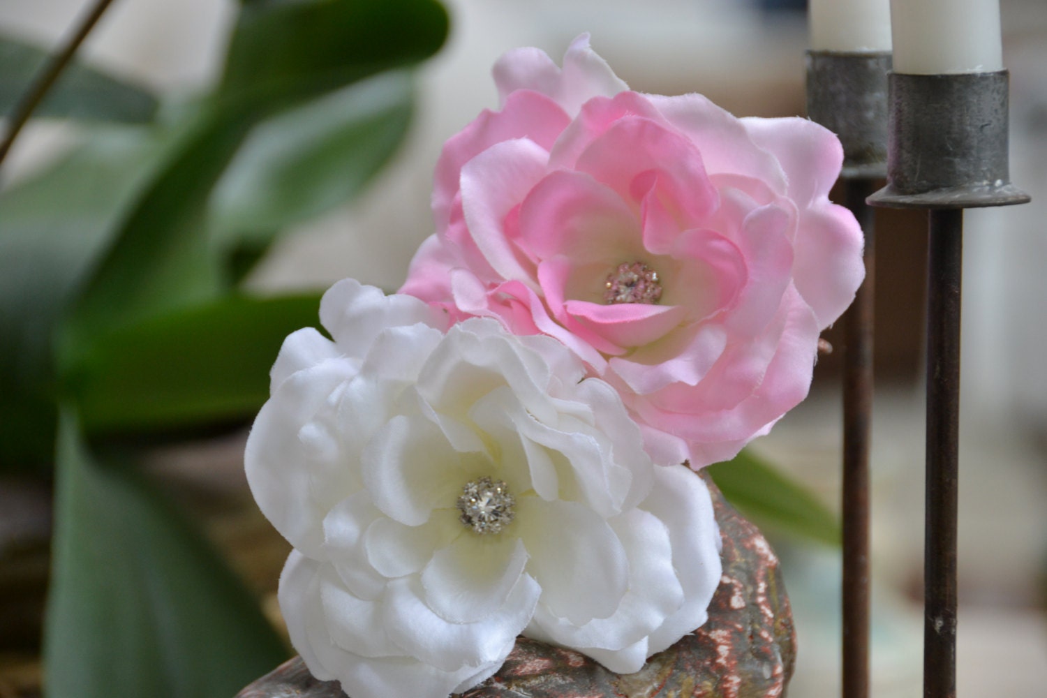 Flower Girl Hair Clip, White Pink Flower, Bridal Hair Piece, Flower Hair Clip, Wedding Hair Accessories, Flower Girls Gift