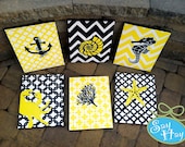 11inch by 14 inch Preppy Printed and Hand Painted Monogram Canvases inspired by Lilly Pulitzer prints, Nautical Themes available