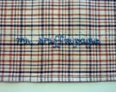 Mr Snuffleupagus Plaid Hand Embroidered Handkerchief Pocketsquare