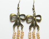Bronze Bow Chandelier Light Topaz Swarovski Crystal Rondelle Earrings
