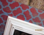 8x10 Distressed Picture Frame, Moroccan Print, La Fonda Red / Philipsburg Blue / Warm White