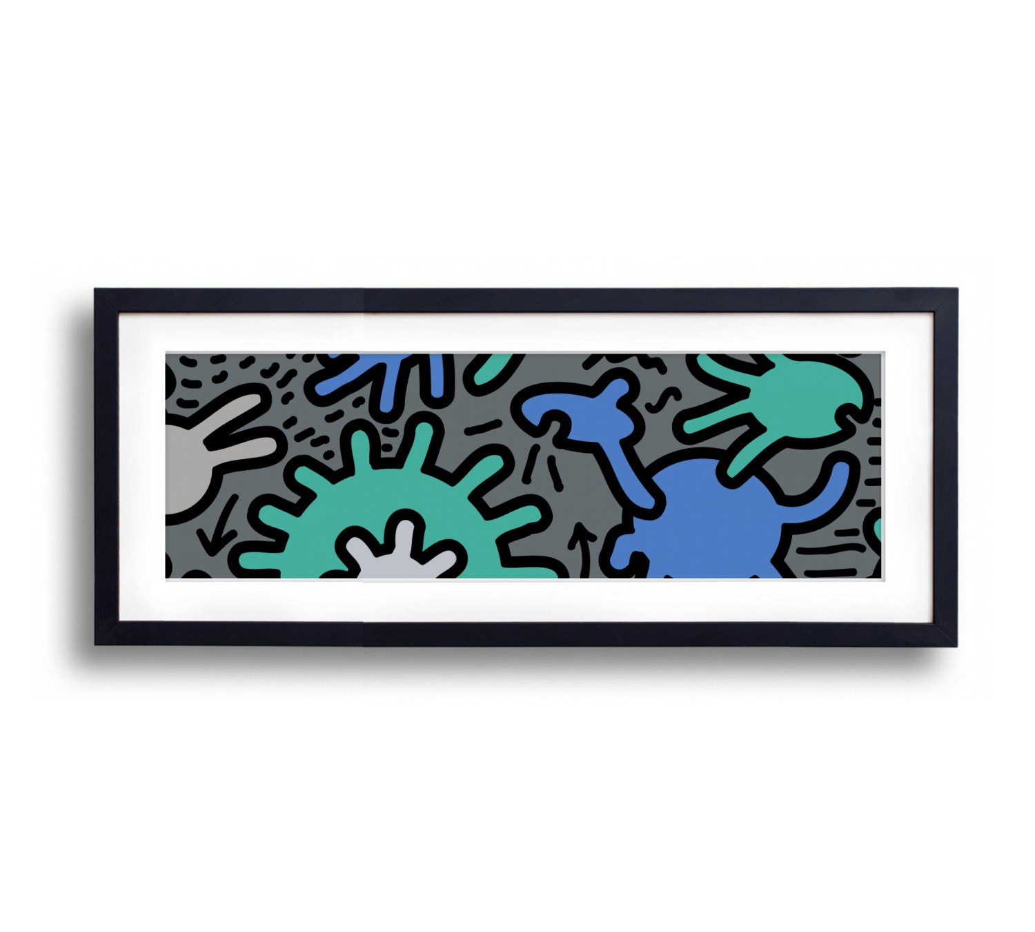 Whatzit 2 - Blue Green Modern Art Print