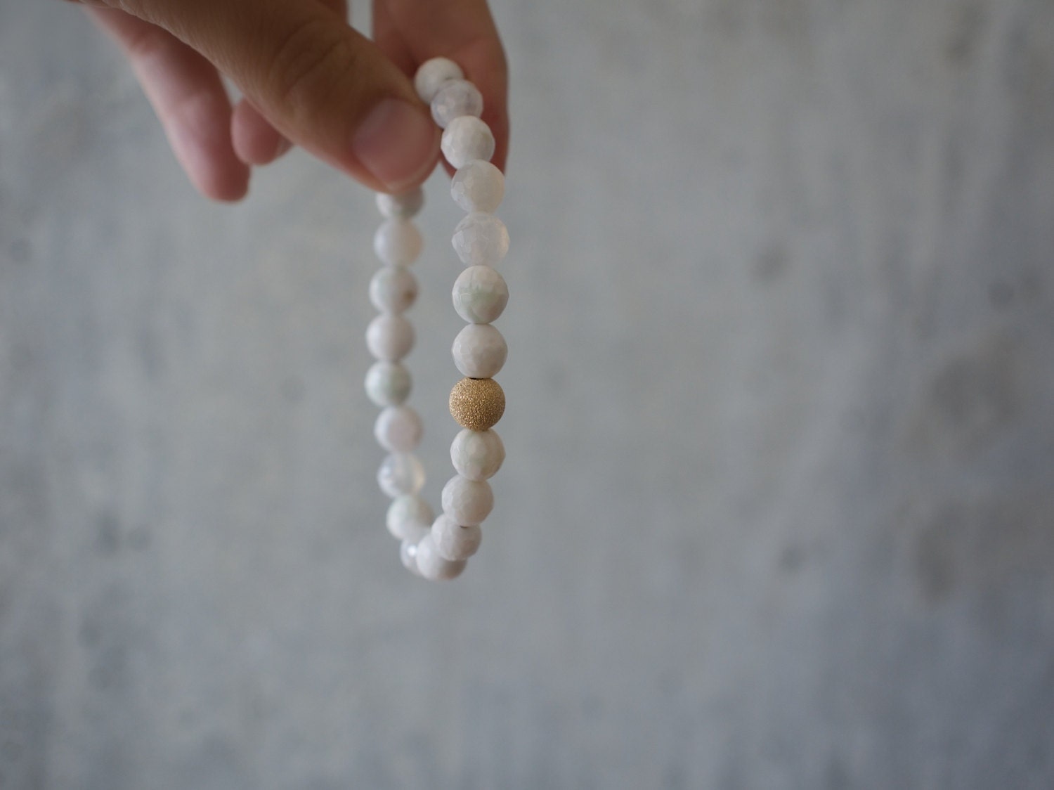 white agate stretch bracelet. on trend. ethereal. delicate. gift for her