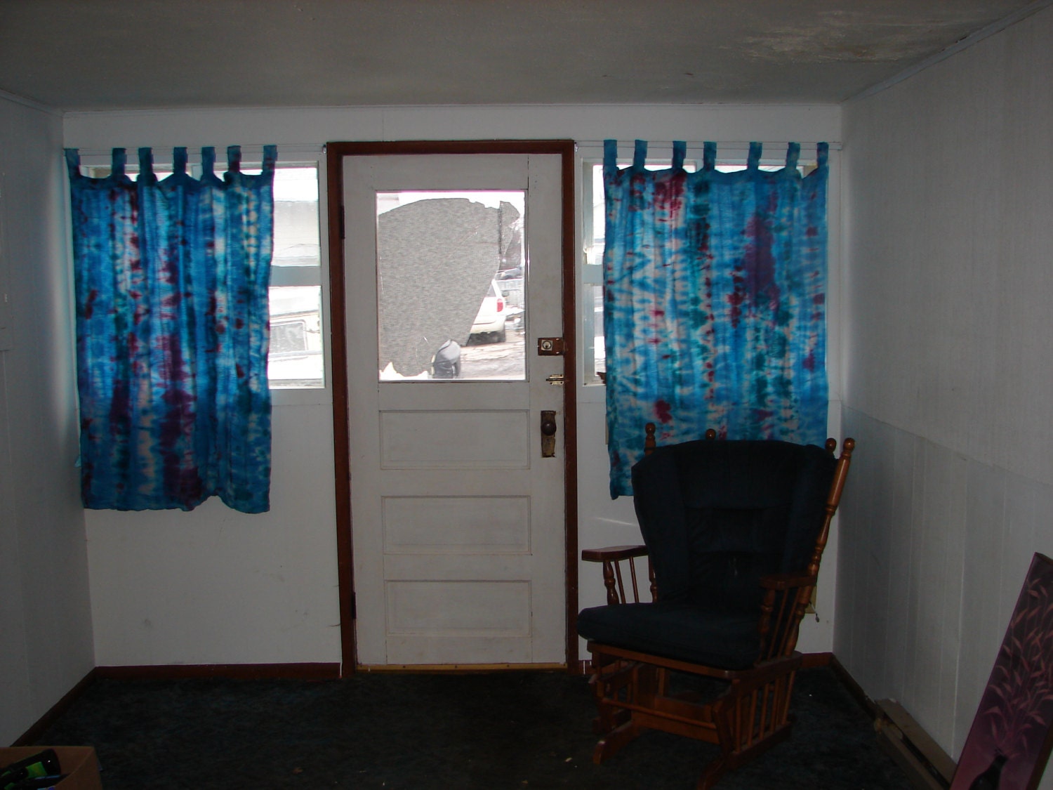 Blue N Purple Tie Dye Loop Curtains 46 in x  54 in OR 117cm x 137cm Gorgeous Dramatic look to your room.