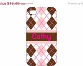 SPRING SALE iPhone 4 4s 5 cover Personalized Custom Preppy Arglye Pink Brown 1 DAY Shipping HaRd RuBBer BuMPeR case