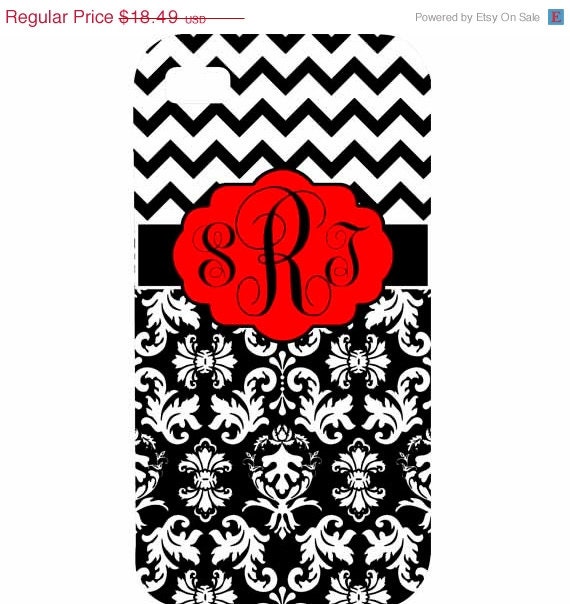 SPRING SALE iPhone 4 4s 5 iPod Touch 4 cover Personalized Damask Chevron Black White Red HaRD, RuBBer, or BuMPeR case