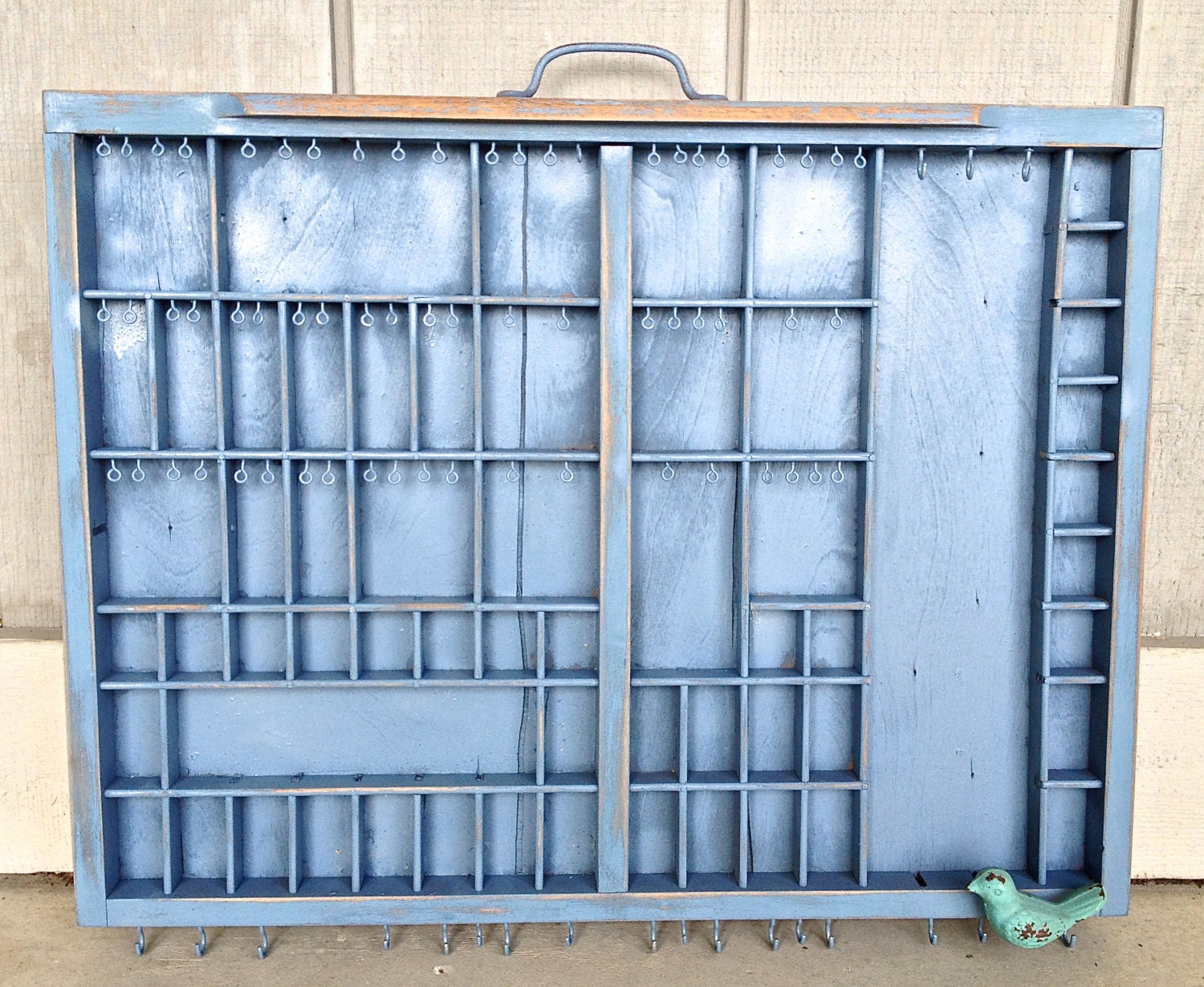 Medium Blue Lettterpress Jewelry Organizer