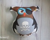 Plush doll, decorative pillow, huggable toy, pirate - John the pirate owl