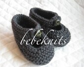 Hand Knit Charcoal Gray Baby Slippers