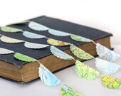 Paper circle garland bunting recycled map atlas 12 ft wedding garland, party photo booth spring home decor