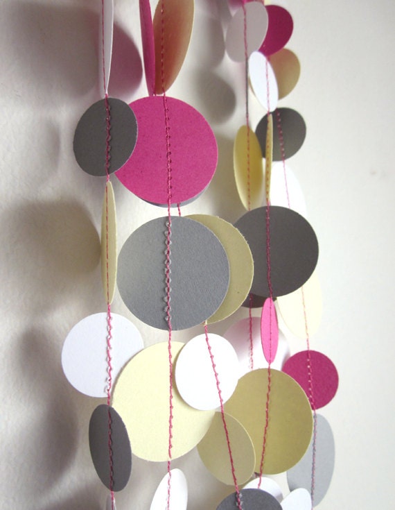 Circle Garland - Gray, Yellow, and Pink Garland - Baby Room Decor - Shower Garland - Party Garland