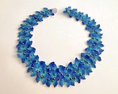 Bib Statement Necklace in Blue Floral