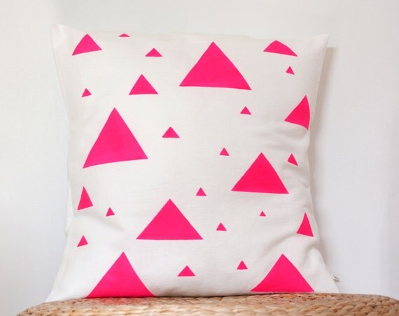 Triangle - Neon pink triangle decorative pillow cover - Mother's day