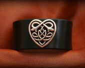 Handmade Leather Bracelet with Celtic Heart Concho