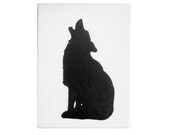 Wolf Silhouette original painting 9x12 medium