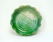Pottery Casserole / Bakeware / Stoneware Casserole / handmade wheel-thrown ceramic / Green and Cream