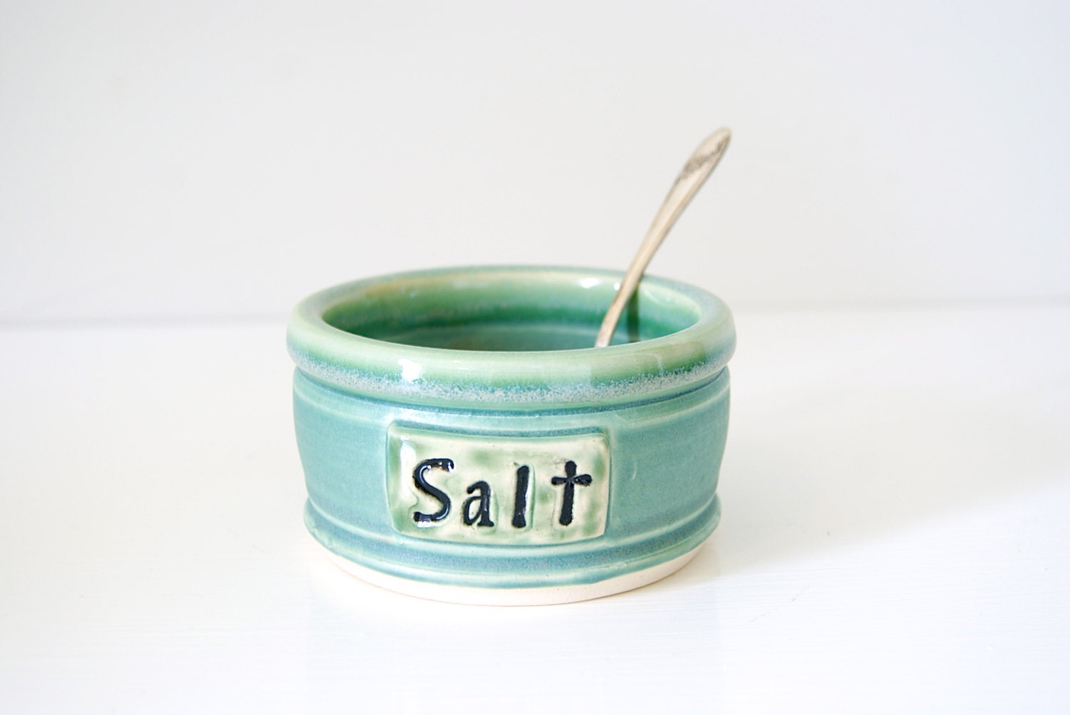 Salt Cellar, Jar, Bowl, Pig / Handmade Pottery / Blue Green / Ready to Ship