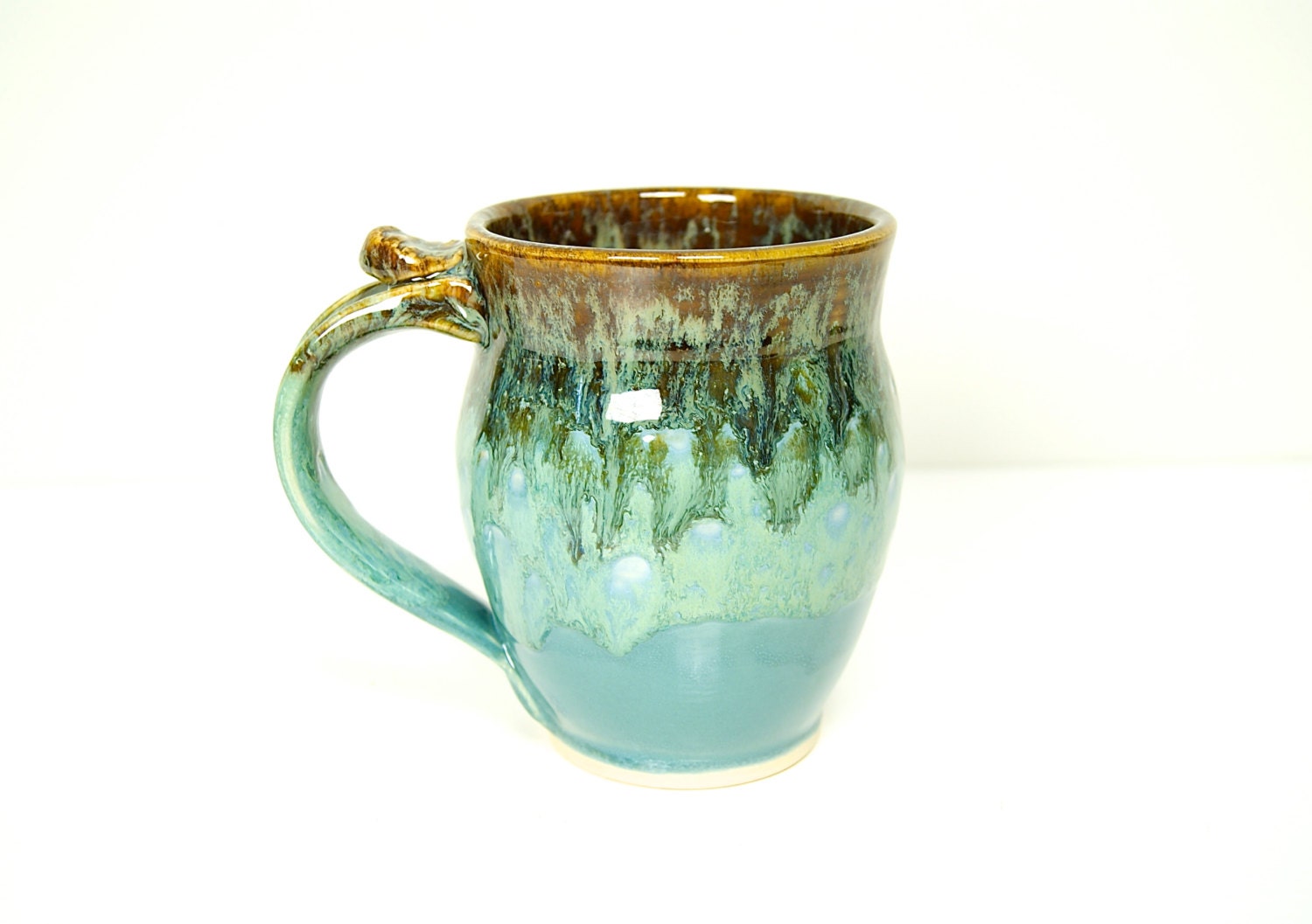 Handmade Mug / Pottery Coffee Mug in Blue and Brown / Made to Order / by RiverStone Pottery