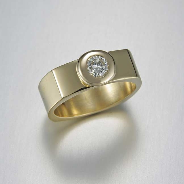 18kt Yellow gold and diamond four square ring Ready To Ship  SIZE 6.5