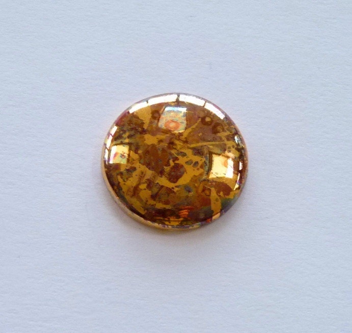 Handpainted cabochon, bone china, copper, gold, jewelry making