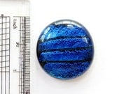 Fused glass cabochon, blue textured dichroic glass cabochon for jewelry making, crafting