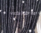 20 all black dreads with skull Beads 20 single ended or 10 Double ended dreads