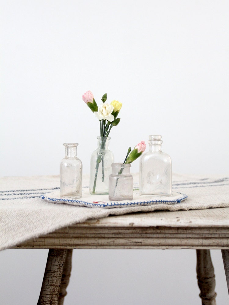 Antique Apothecary Bottles / Clear Glass Bottle Collection