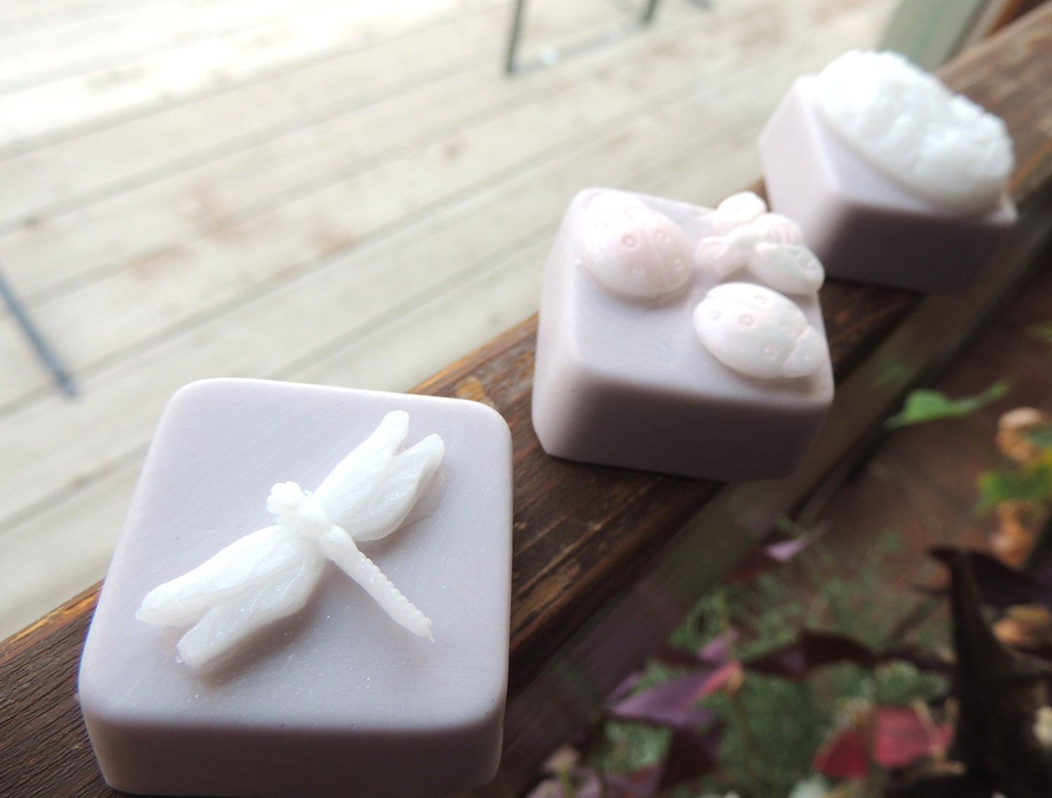 SOAP SAMPLER SET  -Three Miniature Soaps in Lavender and White, You Pick the Scent, Vegetable Based, Handmade