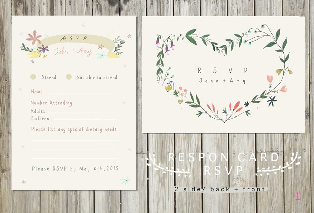 Printable RSVP Card- Choice of Postcard or Flat card