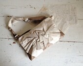 White and Taupe Gathered Leather Purse - Small Occasional Handbag.  Made to Order