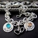 TWO Name Charm Bracelet, Monogram Disc Bracelet, Sterling silver.. Mother's bracelet, Personalized Jewelry, Birthstones, Angel Wing & Hearts