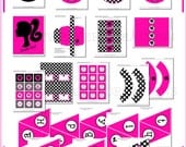 Barbie Birthday Party Hot Pink and Dots Printable Decor - Barbie Silhouette Party Decorations - DIY Tablescape Il_170x135