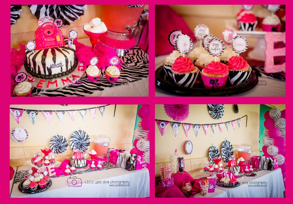 Barbie Birthday Party Printable Decor - Barbie Silhouette Party Decorations - Editable PDF Il_170x135