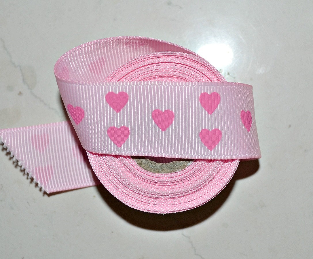 Classic pink hearts on light pink 7/8" grosgrain - valentines Il_170x135