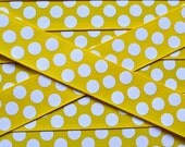 White silly dots printed on Dandelion yellow 7/8"  grosgrain ribbon-High Quality