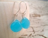 Aqua Blue Chalcedony Earrings - Tranquility - Gemstones by Split Personality Designs