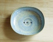 Ceramic soap dish, drained with holes, blue stoneware