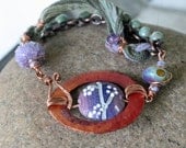 Boho art glass and copper bracelet