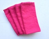 Handmade washed Linen Napkin, Fuchsia, Set of 6