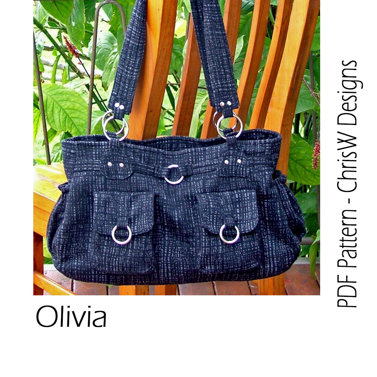 Purse INSTANT DOWNLOAD PDF pattern Handbag sewing tutorial - Advanced - Olivia Purse with lots of pockets, great handbag or nappy bag