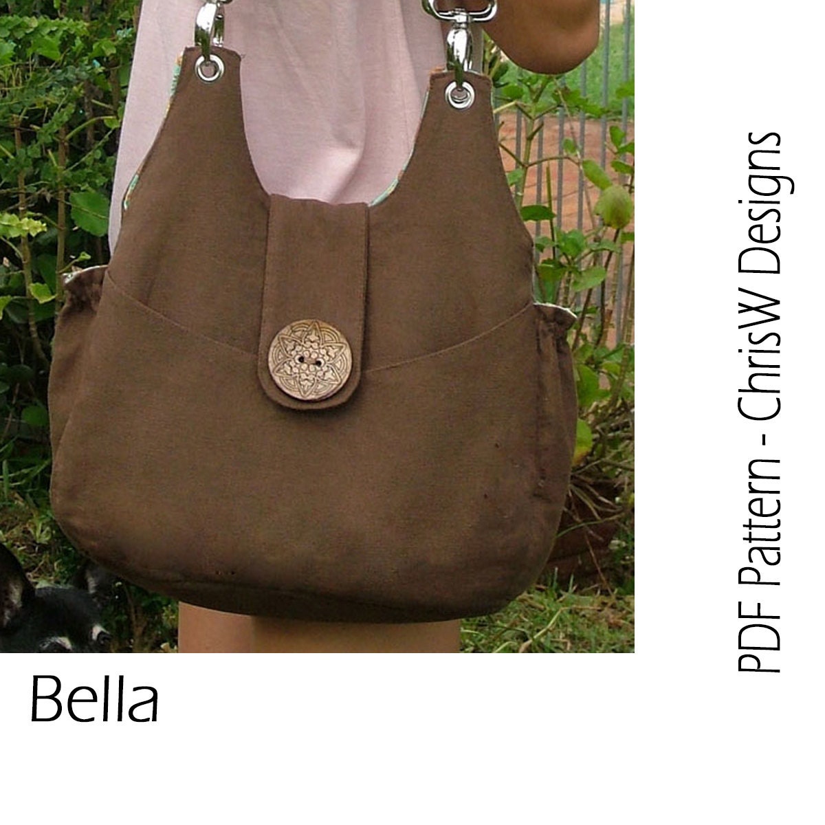 Purse PDF pattern INSTANT DOWNLOAD Handbag sewing tutorial - "Bella", handmade floral handbag, tote or shoulder bag