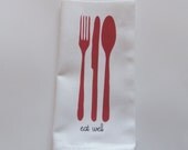 Eat Well Dinner Napkins Set of Four, Tomato Red